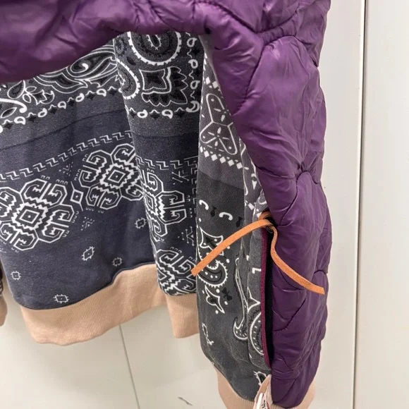 Kapital Kountry Japan Bandana Patchwork Grey Purple Sweatshirt Mens 3 Large NWT